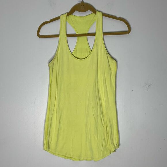LULULEMON Yellow Racerback Stripe Textured Athletic Top Size S/M - Picture 1 of 6